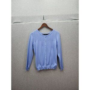 Karen Scott Womens S Periwinkle Cardigan Sweater Knit Button Front